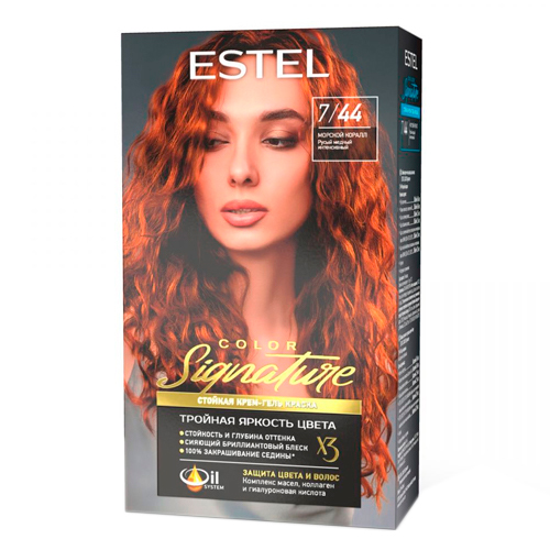 Купить ESTEL COLOR Signature 7/44 Стойкая крем-гель краска для волос 7/ ...