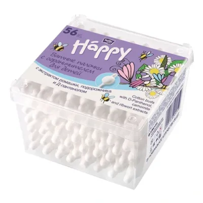 Bella Вaby Happy Палочки ватные  с  ромашкой, подорожником ,пантенолом 56 шт