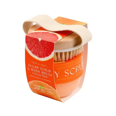 Tropical Fruit Orange & Grapefruit 150g Body Scrub & Brush Set
