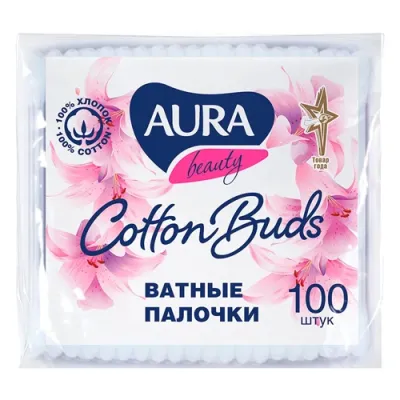 AURA Ватные палочки полиэтиленовые 100 шт