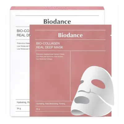 Маска для лица bio collagen real deep mask 1шт ( Розовая)