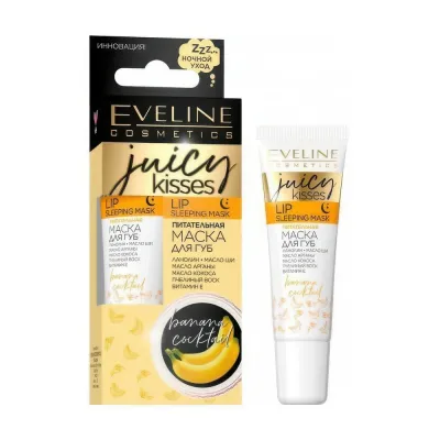 Lab uchun niqob EVELINE JUICY KISSES BANANA COCTAIL oziqlantiruvchi 12 ml