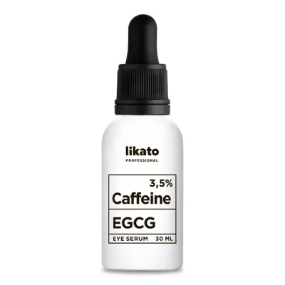 Ko'z atrofi sohasi uchun shishlar va ajinlarga qarshi aktiv serum, kofein 3,5% + EGCG bilan 30 ml