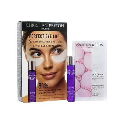Perfect EYE Lift подарочный набор Сыворотка для контура глаз liftox 10ml , 2 гидрогелевых патчей для глаз от темных кругов и отечности 2.5 г