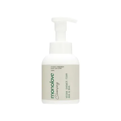 MONOLOVE vegan dush uchun chuqur tozalovchi ko'pik (AHA&BHA), 350 ml