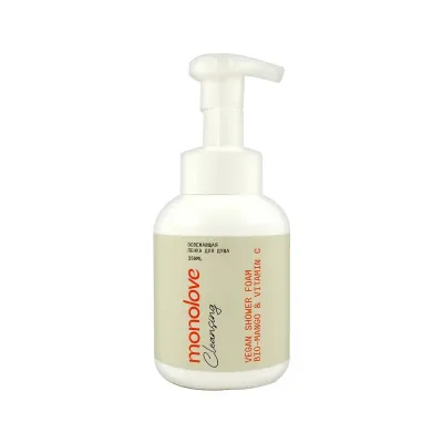 MONOLOVE vegan dush uchun tetiklantiruvchi ko'pik (mango va vitamin C), 350 ml