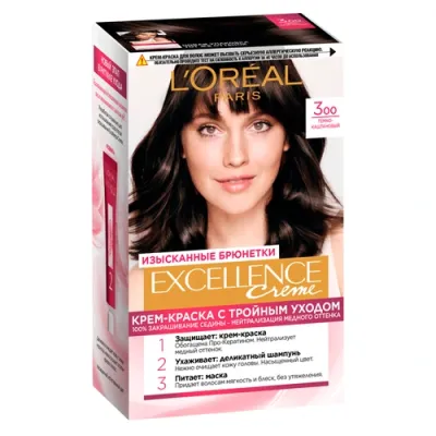 L'Oreal EXCELLENCE CREME soch bo'yog'i, ton 3, to'q kashtan rang