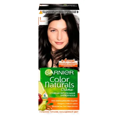 Garnier Color Naturals Garnier Sochlar uchun chidamli oziqlantiruvchi krem-bo'yoq "Color Naturals", tus 1, Qora
