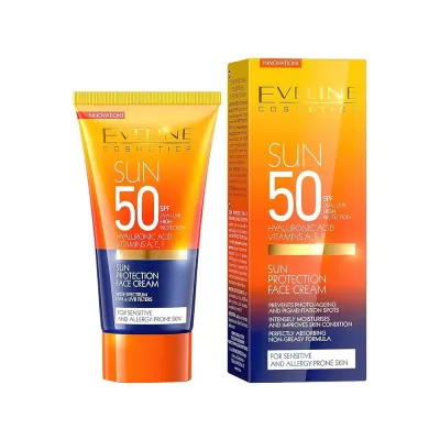 Sezgir teri uchun SPF50 filtrli quyoshdan himoyalovchi yuz emulsiyasi, 50 ml