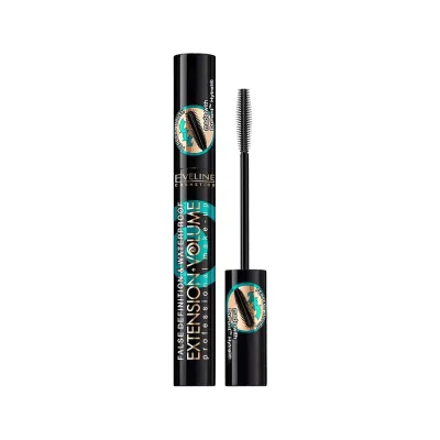 Kiprik tushi - 100% suv o'tkazmaydigan - qora, EXTENSION VOLUME PROFESSIONAL MAKE-UP seriyasi, 10 ml