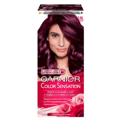 Garnier Color Sensation Garnier Sochlar uchun chidamli krem-bo'yoq Color Sensation Rang Hashamati, № 3.16, Ametist, 110 ml