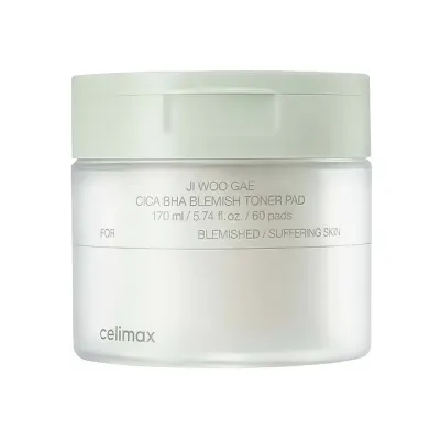 Ji Woo Gae Cica BHA Blemish Toner Pad Тонер диски с центеллой и BHA против несовершенств Ji Woo Gae 60шт 170 мл