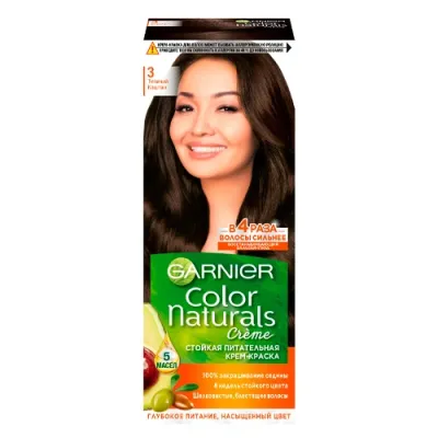 Garnier Color Naturals Garnier Sochlar uchun chidamli oziqlantiruvchi krem-bo'yoq Color Naturals, tus 3, To'q kashtan