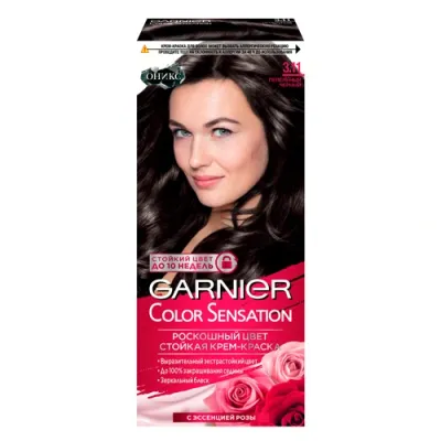 Garnier Color Sensation Garnier Стойкая крем-краска для волос Color Sensation, Оникс оттенок 3.11, Пепельный черный, 110 мл