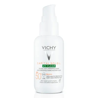 VICHY Capital Soleil Uv-Clear Невесомый солнцезащитный флюид для лица против несовершенств SPF 50+, 40 мл