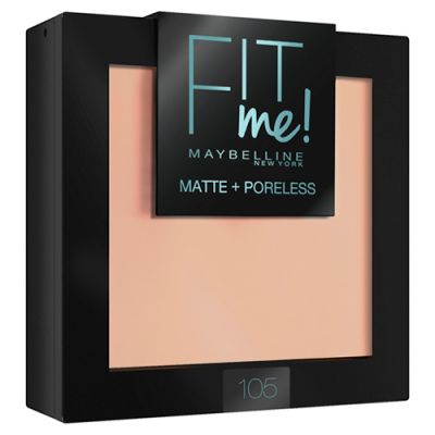 Пудра для лица Fit Me, матирующая, скрывающая поры, оттенок 105, Натурально-бежевый