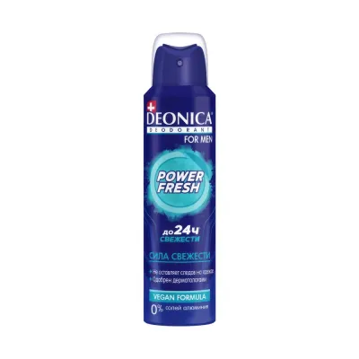 DEONICA FOR MEN Дезодорант Power Fresh (Vegan Formula), 150 мл. (спрей)