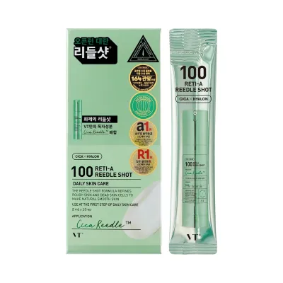 VT 100 RETI-A REEDLE SHOT Booster serum with microneedles and retinol in a 2 ml mini sachet