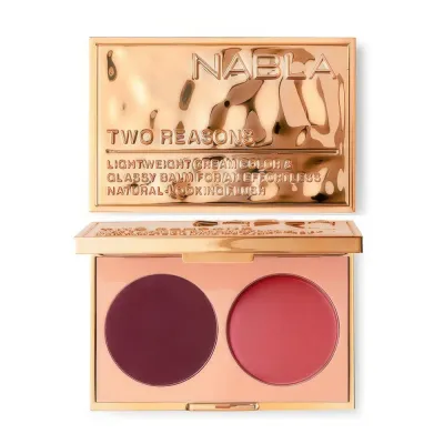Two Reasons - Berry Nude Дуэт кремовой пудры и бальзама Glassy Balm для щек и губ 5г