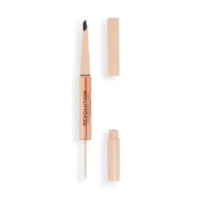 Контурный карандаш для бровей и гель для фиксации FLUFFY BROW DUO Dark Brown