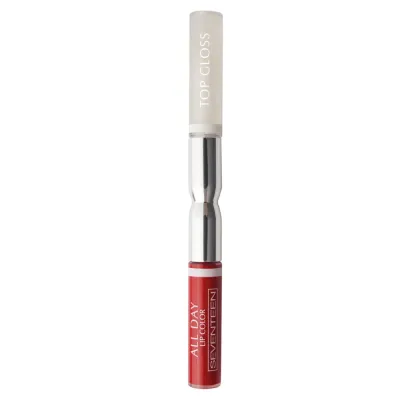 Seventeen Cosmetics Seventeen Жидкая стойкая помада-блеск  07 ALL DAY LIP Color & TOP Gloss красный