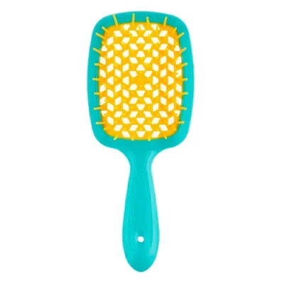 SUPERBRUSH РАСЧЕСКА БИРЮЗОВАЯ-ЖЕЛТАЯ 20,3x8,5x3,1СМ