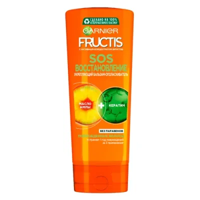 Garnier Fructis Укрепляющий бальзам для волос Фруктис, SOS Восстановление для поврежденных волос, с маслом амлы и кератином, 200 мл