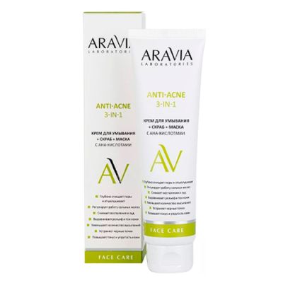 Крем для умывания + скраб + маска с AHA-кислотами Anti-Acne 3-in-1, 100 мл