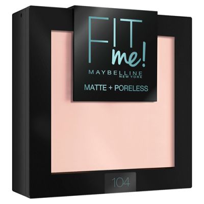 Пудра для лица Fit Me, матирующая, скрывающая поры, оттенок 104, Светло-бежевый