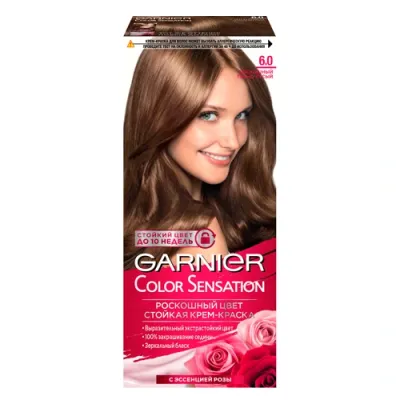 Garnier Color Sensation Garnier Стойкая крем-краска для волос Color Sensation, Роскошь цвета оттенок 6.0, Роскошный темно-русый, 110 мл