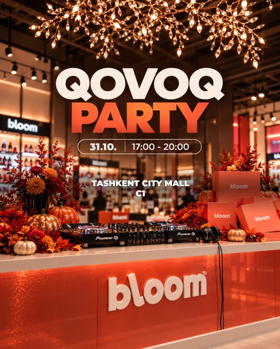 Приходите на Qovoq Party 31 октября в Tashkent City Mall за праздничным настроением, а в Bloom Beauty на C1 — за приятны