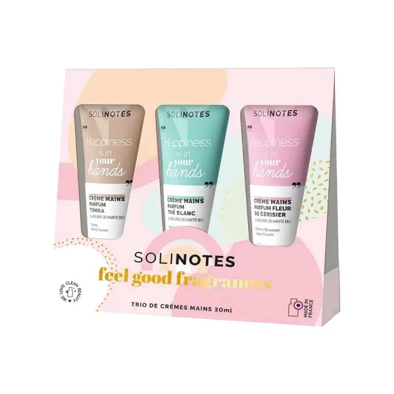 SOLINOTES Giftset Hand creams: Tonka Bean + White Tea + Cherry Blossom