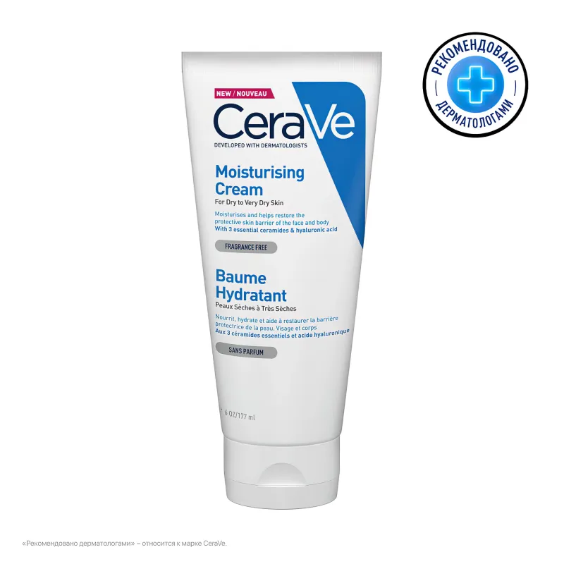 CeraVe Увлажняющий крем для сухой и очень сухой кожи лица и тела, 177 мл