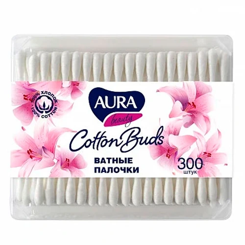 AURA Ватные палочки полиэтиленовый пакет 300 шт New