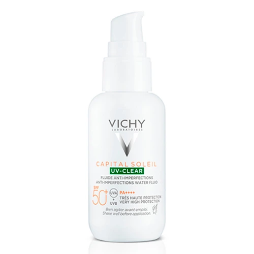 VICHY Capital Soleil Uv-Clear Невесомый солнцезащитный флюид для лица против несовершенств SPF 50+, 40 мл