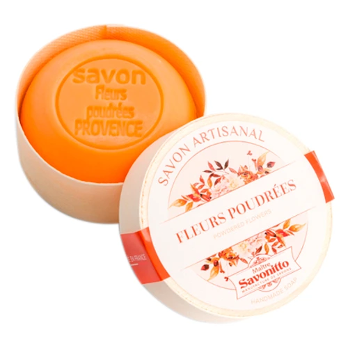 Maitre Savonitto Powdered FLOWERS, with grape seed oil Wooden Box 100g Мыло ЦВЕТОЧНАЯ ПУДРА с маслом виноградных косточек